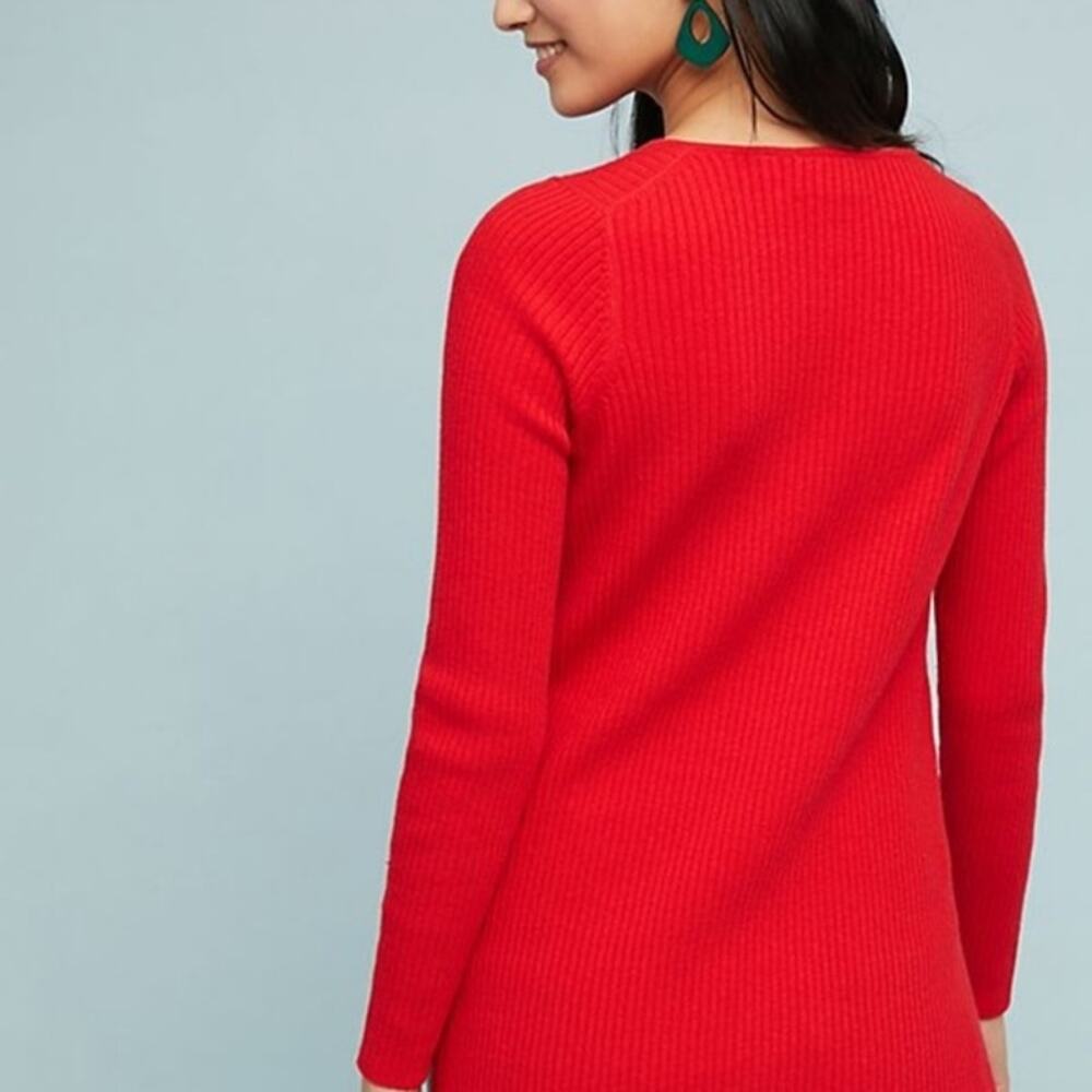 Anthropologie ett:twa Amrita Merino Wool Ribbed Knit Tunic Red Small - Picture 6 of 8